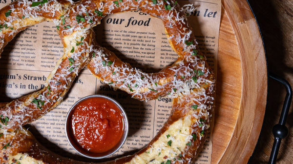 Garlic Knot Pretzels with Marinara Dipping Sauce